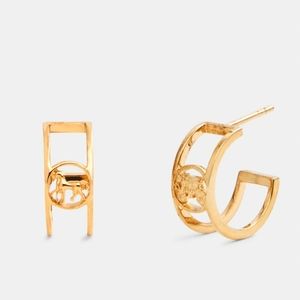Gold Horse And Carriage Huggie Earrings